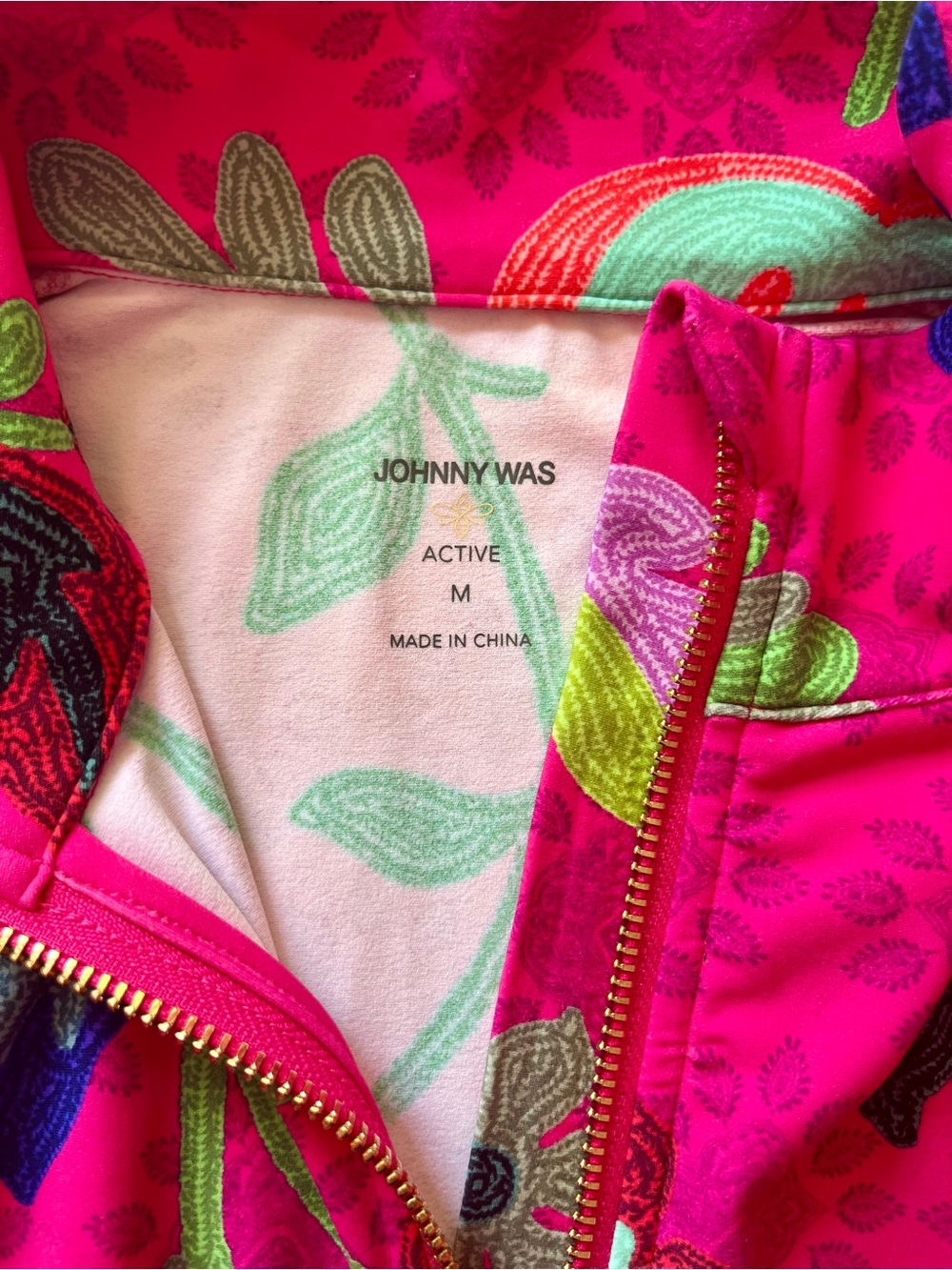 Johnny Was Hot Pink Floral Embroidered Mock-Neck Athletic Activewear Shift Dress - Picture 6 of 7